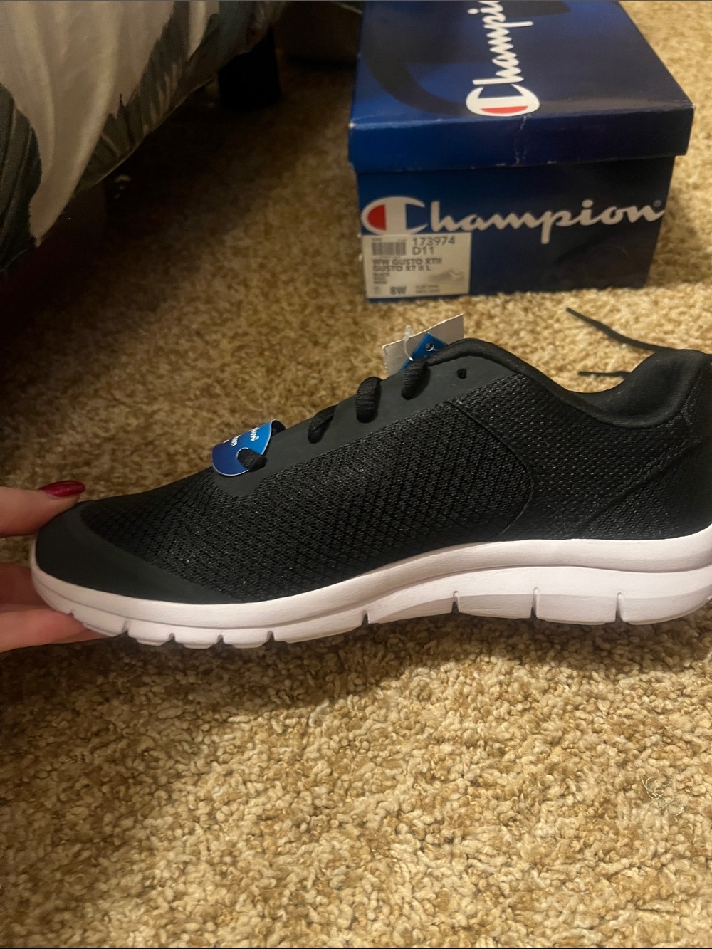 NIB Women’s Champion Black Athletic Sneakers with White Soles Size 8 Wide - Picture 2 of 14